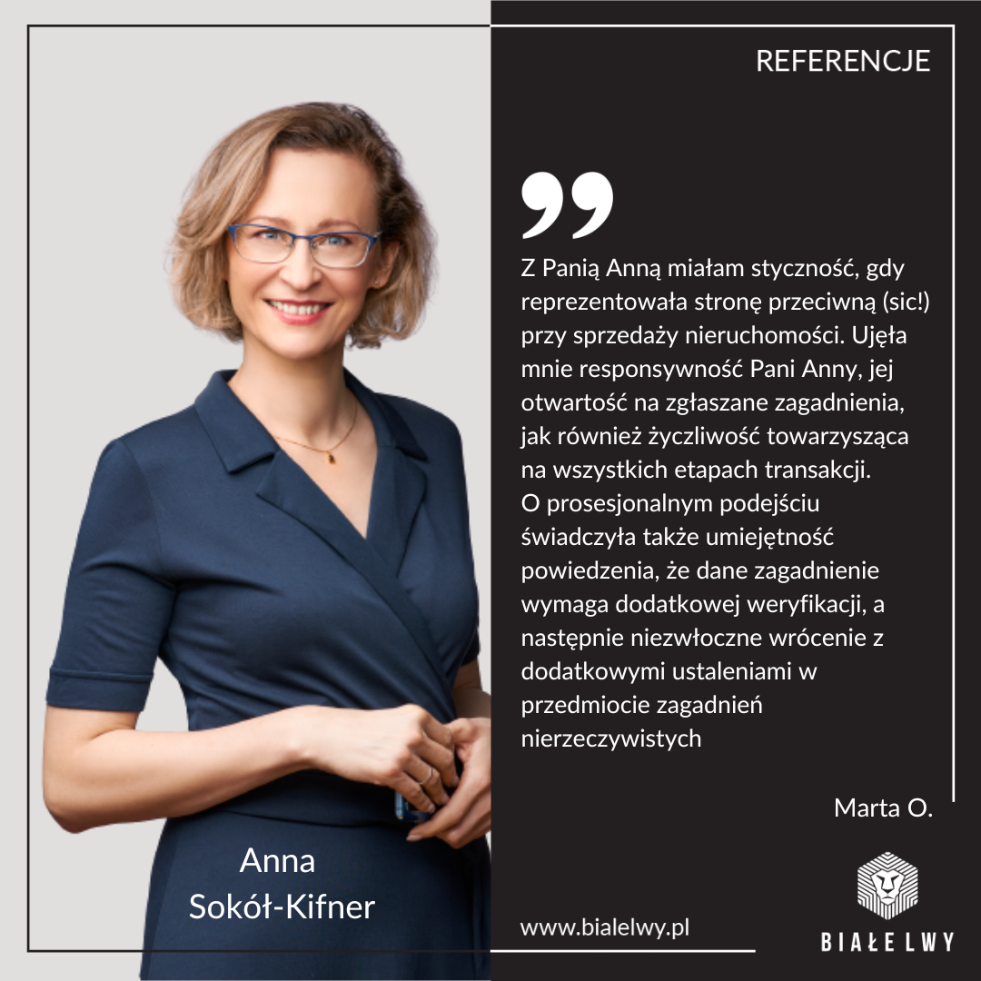 Referencja Białe Lwy biuro nieruchomości Anna Sokół-Kifner
